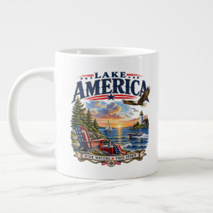 Grande Tasse Coucher de soleil patriotique aigle du lac Amériqu