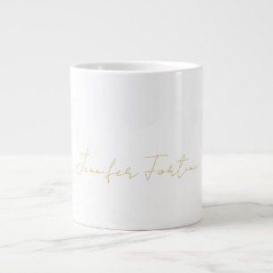 Grande Tasse Couleur Or Calligraphie Élégante Simple Nom