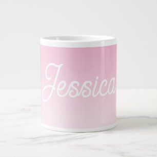 Grande Tasse Couleur rose clair ombrée (modifiable) et votre te