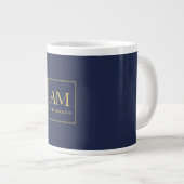 Grande Tasse Couleurs d'or bleu Monogramme Lettres initiales No (Devant droit)