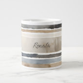 Grande Tasse Couleurs neutres des bandes d'aquarelle (Devant)