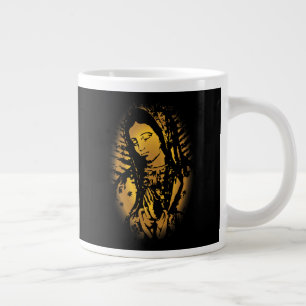 Grande Tasse Coupe de café Notre-Dame de Guadalupe d'or et de n