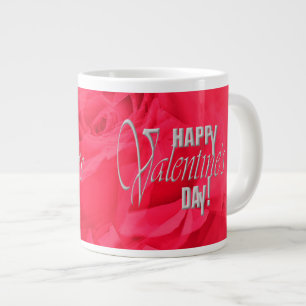 Grande Tasse Coupe décorée rose "Heureuse Sainte-Valentin"