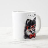 Grande Tasse Coupe Pomeranian Rouge Nerd Lunettes Nom personnal (Devant droit)