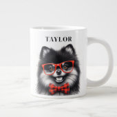 Grande Tasse Coupe Pomeranian Rouge Nerd Lunettes Nom personnal (Droite)