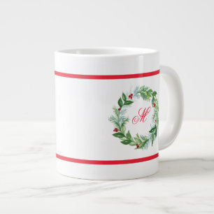 Grande Tasse Couronne de vacances à l'aquarelle peinte à la mai