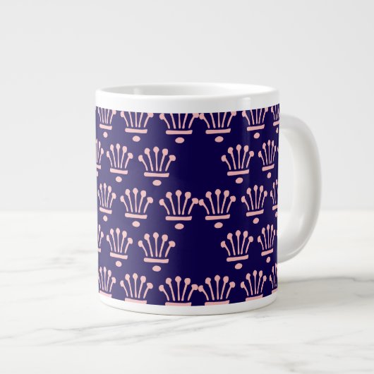 Grande Tasse Couronnes roses bleu foncé (Devant droit)