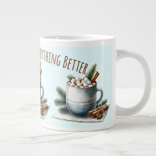 Grande Tasse Cozy Winter Cocoa Marshmallow Scene (Droite)