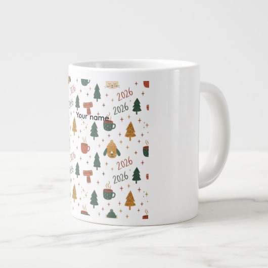 Grande Tasse Cozy Winter Vibes 2026 - Cute Puppy and Kitten Chr (Devant droit)