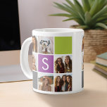 Grande Tasse Créez votre propre collection Instagram Monogramme<br><div class="desc">Doté d'orchidées radiantes, de carrés de chaux et de charbon de bois. Vous pouvez utiliser des photos Instagram pour cette conception. Utilisez 6 photos carrés pour créer un cadeau unique et personnel. Ou vous pouvez garder le chiot hipster et faire un gardien branché. Si vous avez besoin d'ajuster les images,...</div>