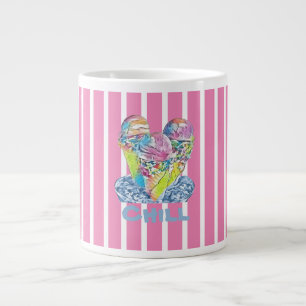 Grande Tasse Crème glacée rayée rose frais