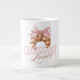 Grande Tasse Croissant Coquette Français à Ruban Rose Pâle