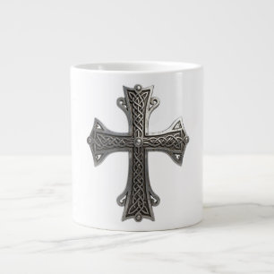 Grande Tasse Croix celtique en argent ornée avec motif de nœud