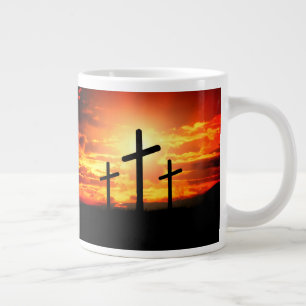 Grande Tasse Croix, Coucher de soleil Silhouettes Peinture-6713