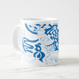 Grande Tasse Croquis bleu, abstrait