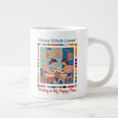 Grande Tasse Cross Stitch Lover-Stitching in My Happy Place (Droite)