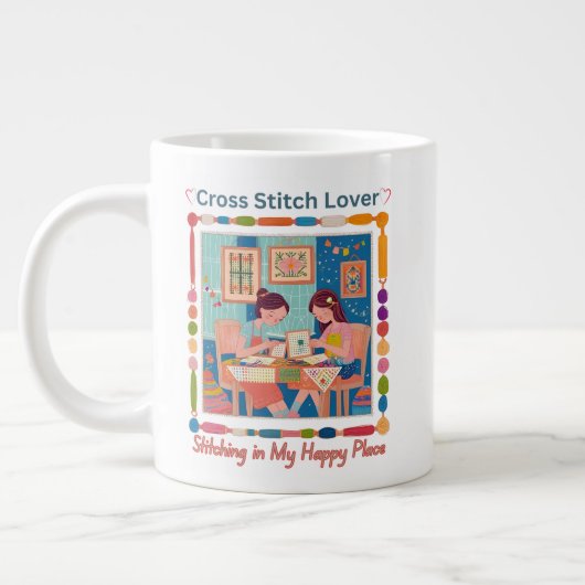 Grande Tasse Cross Stitch Lover-Stitching in My Happy Place (Gauche)