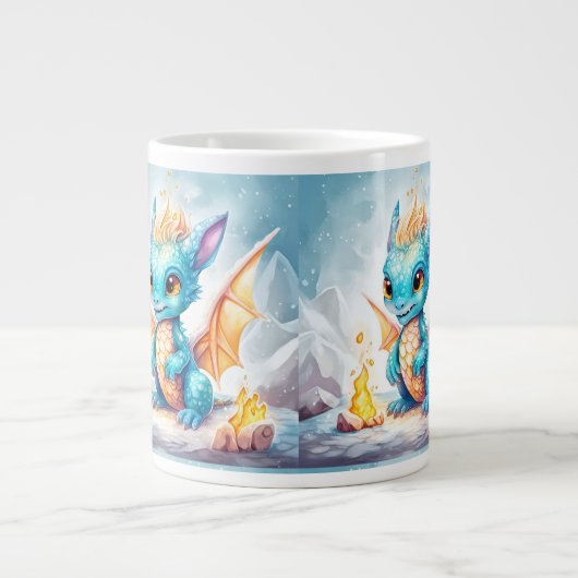Grande Tasse Crystalized Cute Baby Dragon Bleu Bleu Bébé (Devant)