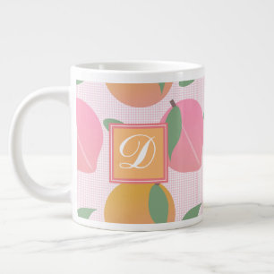 Grande Tasse Cuire Pêcher Orange Fruit Motif rose