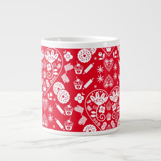 Grande Tasse Cupcake Baking Folk Art (Devant)