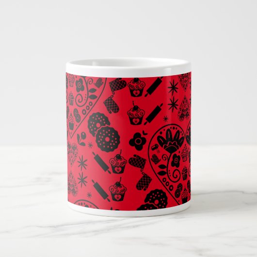 Grande Tasse Cupcake Baking Folk Art (Devant)