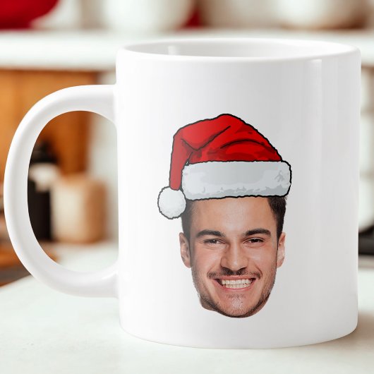 Grande Tasse Custom Face Photo Santa Hat Christmas