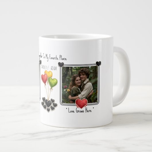 Grande Tasse Custom Photo Online Dating Valentines Coffee  (Devant droit)