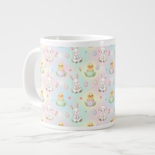 Grande Tasse Cute Bunny Chick & Lamb Easter Pattern (Devant gauche)