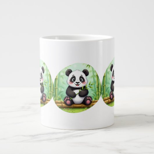 Grande Tasse Cute Cartoon Panda on Bamboo Patch (Devant)