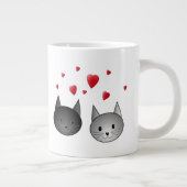 Grande Tasse Cute Chats noirs et gris, avec des Coeurs. (Droite)