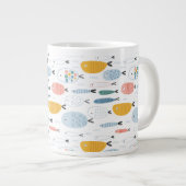 Grande Tasse Cute Doodle École de Motif de poisson (Devant droit)