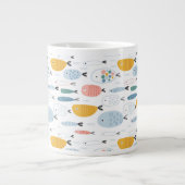Grande Tasse Cute Doodle École de Motif de poisson (Devant)