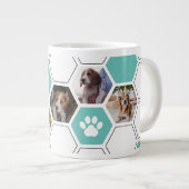 Grande Tasse Cute Géométrique Coeur Paw Chien Turquoise Garde p (Devant droit)