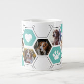 Grande Tasse Cute Géométrique Coeur Paw Chien Turquoise Garde p (Devant)