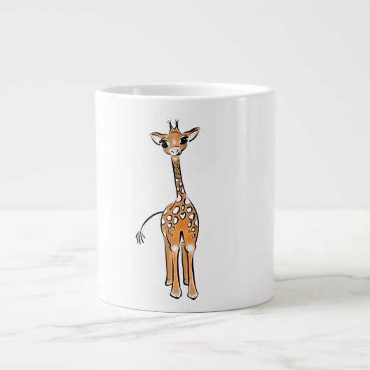 Grande Tasse Cute Giraffe drawing, safari animals (Devant)