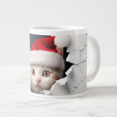 Grande Tasse Cute Kitten 3D avec Santa Hat (Devant droit)