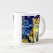 Grande Tasse Cute Kitten Starry Night Van Gogh (Devant droit)
