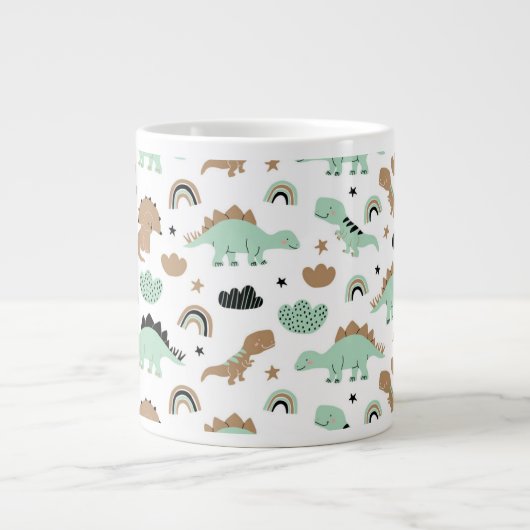 Grande Tasse Cute Mint Green Dinosaur Motif (Devant)