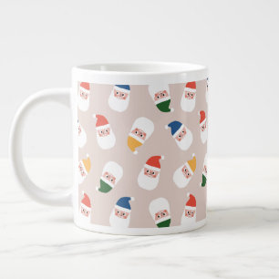 Grande Tasse Cute Père Noël fait face au Motif de Noël