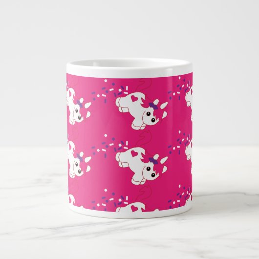 Grande Tasse Cute Pooping rose licorne (Devant)