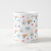 Grande Tasse Cute Rainbow Hearts & Clouds Motif (Devant)