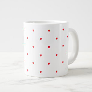Grande Tasse Cute Red Doodle Hearts White Classy Élégant tendan