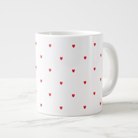 Grande Tasse Cute Red Doodle Hearts White Classy Élégant tendan (Devant droit)