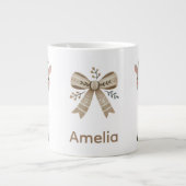 Grande Tasse Cute Reindeer & Bow Drawing Christmas Name (Devant)
