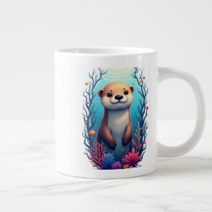 Grande Tasse "Cute Sea Otter Underwater Art - Adorable Ocean Wi