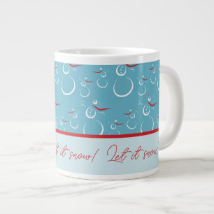 Grande Tasse Cyan Red Laisser neiger mignon Snowman Motif de fa