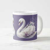 Grande Tasse Cygne aquarelle avec fleurs de lavande (Devant droit)