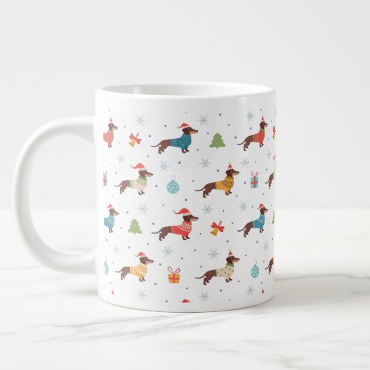 Grande Tasse Dachshunds dans le Motif des pulls de Noël (Gauche)
