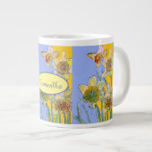 Grande Tasse Daffodil Peinture Aquarelle Jaune Violet fleuri (Devant droit)