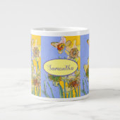 Grande Tasse Daffodil Peinture Aquarelle Jaune Violet fleuri (Devant)